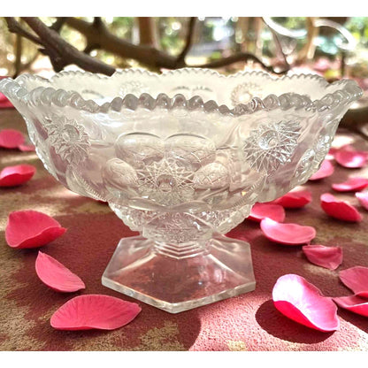 ONY ONE!!! Antique Early American Crystal Pedestal Bowl 1890s–1910s