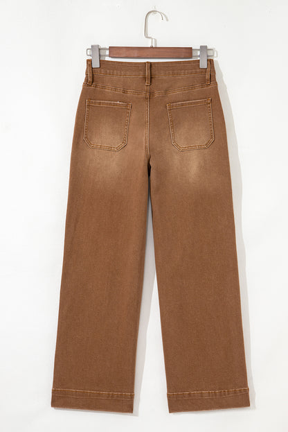 Breen Cropped High-Rise Wide Leg Jeans – Vintage Inspired Stretch Denim
