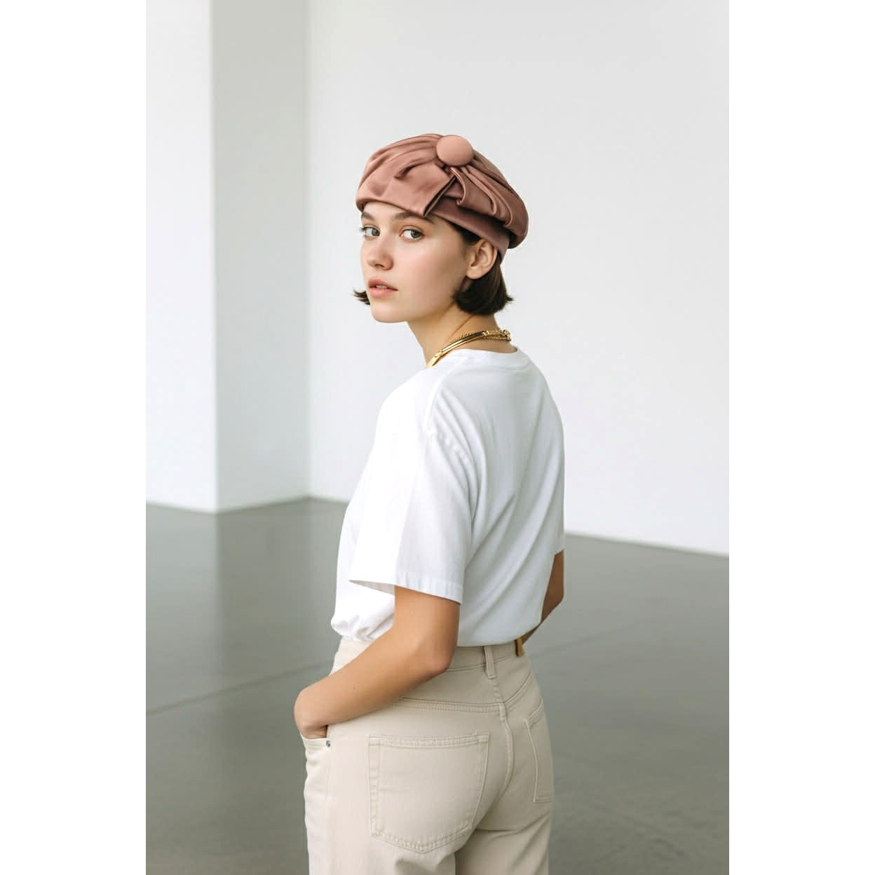 ONLY ONE!!! Vintage 1950s–60s Sculpted Satin Cocktail Hat Pillbox Hat ~ Size 22