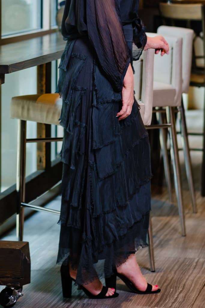 Elisa Silk Ruffle Skirt – Versatile One-Size Made in Italy