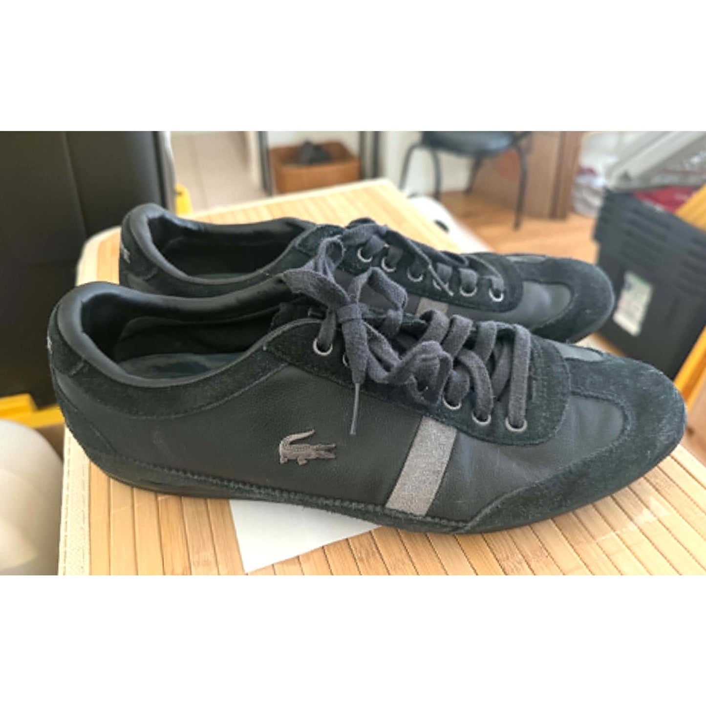 Lacoste Black Leather Suede Men's Sneakers Size 8
