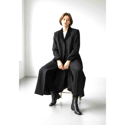 Vintage Laura Ashley Black Wool Velvet Trim Dress / Duster | UK Made