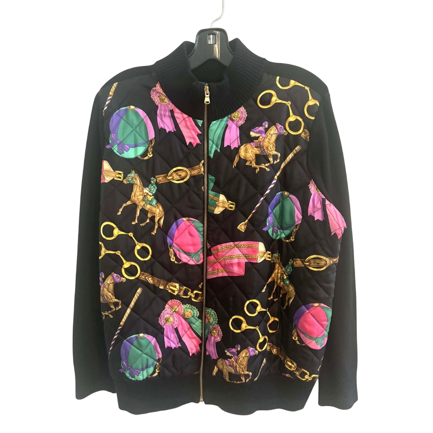 Lauren Ralph Lauren Plus Size 1X Silk Equestrian Zip Jacket