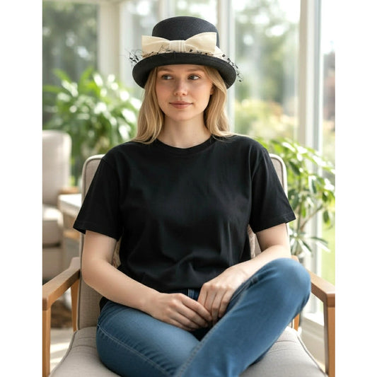 Vintage Cherry & Webb Black Straw Dress Hat | 1960s Elegance