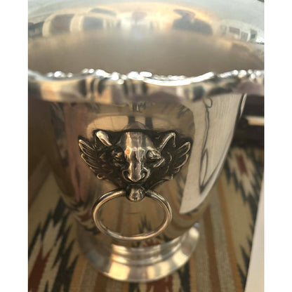Vintage Poole Silver Plate Champagne Bucket with Lion Head Ring Handles
