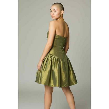 ONLY ONE!!! Vintage Jessica McClintock Green Taffeta Strapless Party Dress Size 8