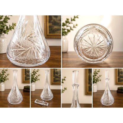 Vintage Kusak Berlin Cut Crystal Decanter With Pinwheel Pattern – 16.5” Tall