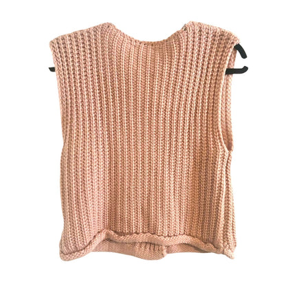Hapnics Pink Chunky Knit Button-Front Sweater Vest | Size S