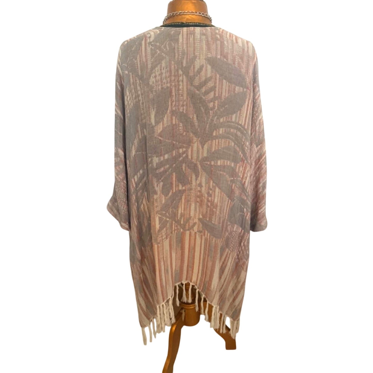 Soft Surroundings Tassel Boho Kimono Duster – XL Neutral Wrap Cardigan