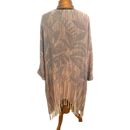 Soft Surroundings Tassel Boho Kimono Duster – XL Neutral Wrap Cardigan