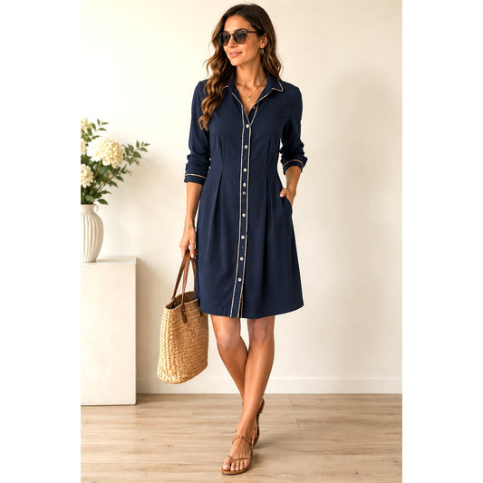 Burberry Burberry London Navy Tailored Shirt Dress XL Runs Small
