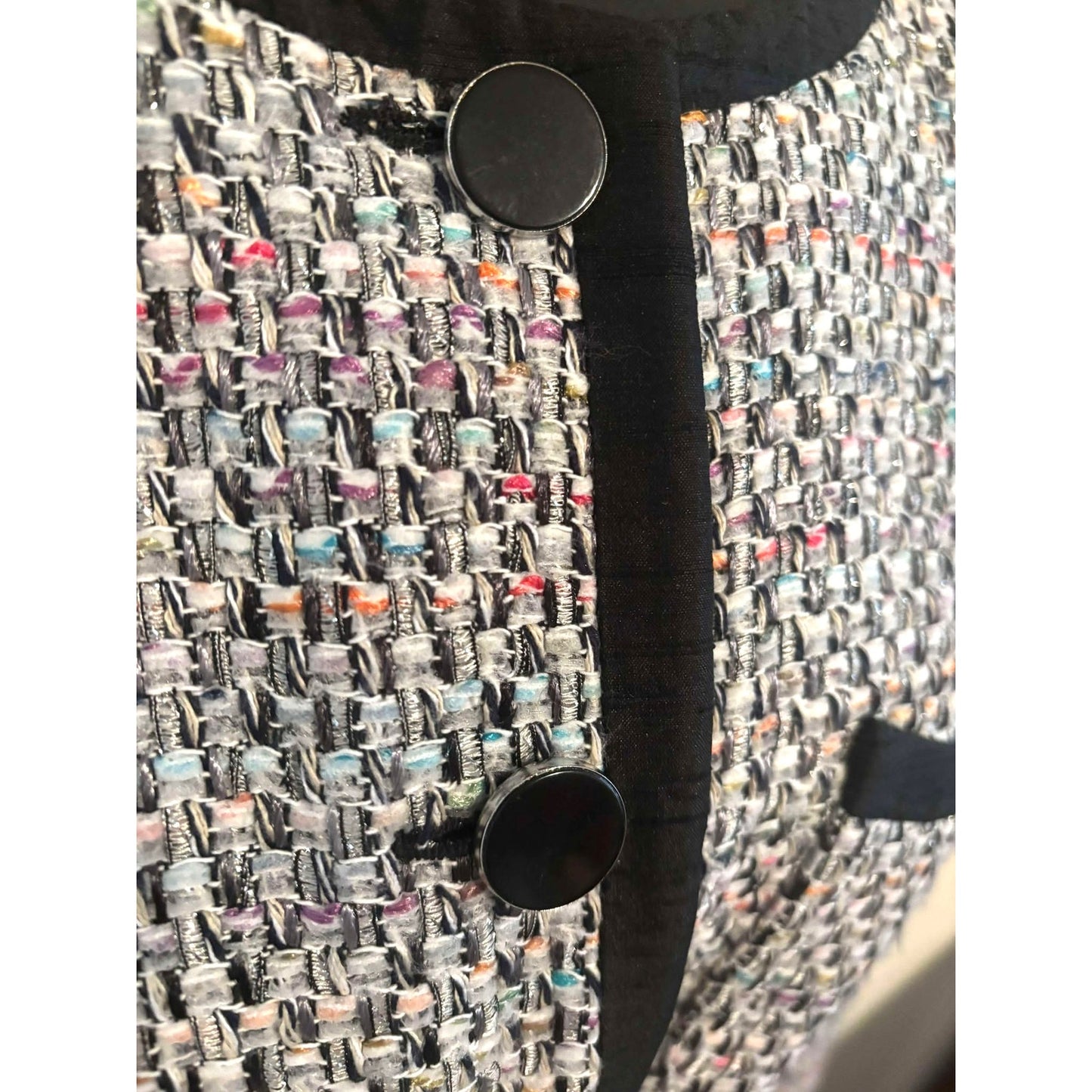 Armani Collezioni Single-Breasted Multicolor Tweed Jacket US 10 IT 46