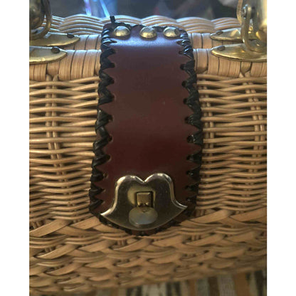 ONLY ONE!!! Vintage Wicker Box Handbag with Leather Handle & Brass Latch – 1950s Palm Beach Style