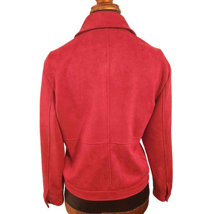 Chico’s Vibrant Red Velour Button-Front Jacket – Size 1 (M/L)