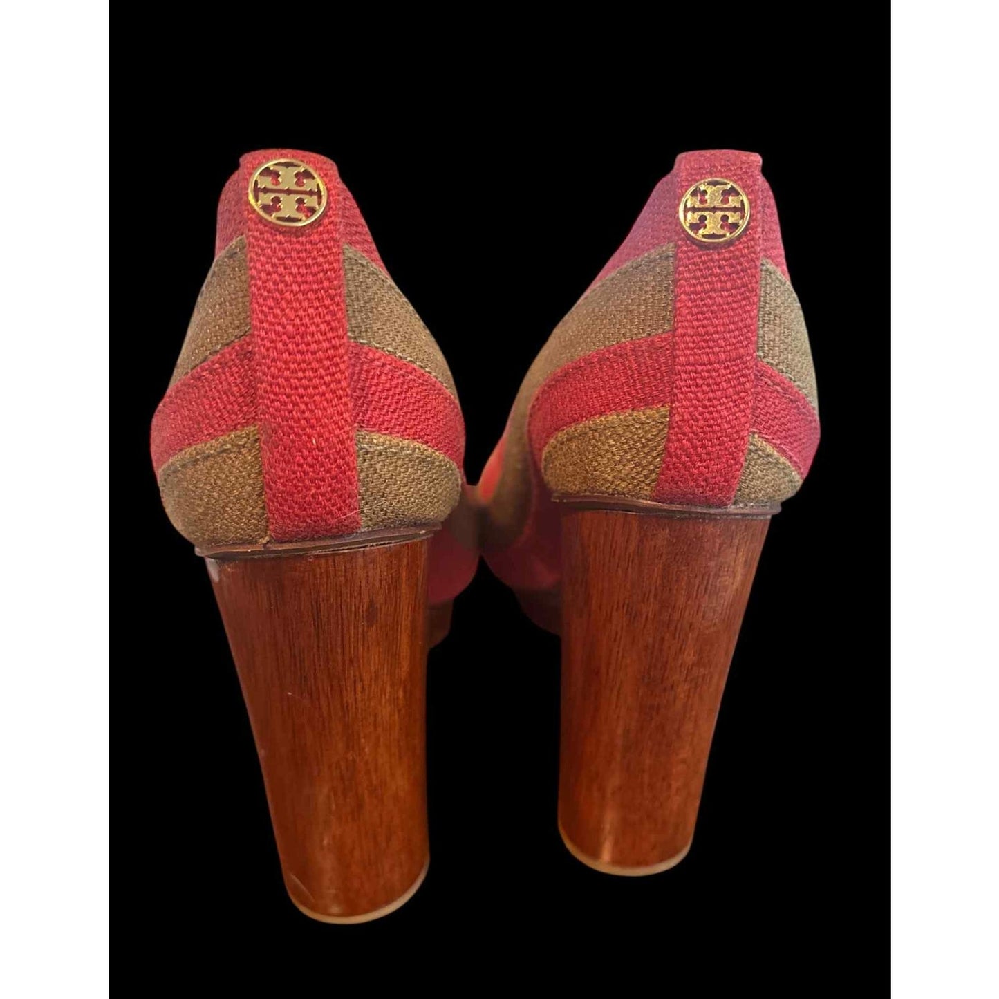 ONLY ONE!!! Tory Burch $250 LIMITED JOELLE Linen Block Platform Heels ~ Size 6M