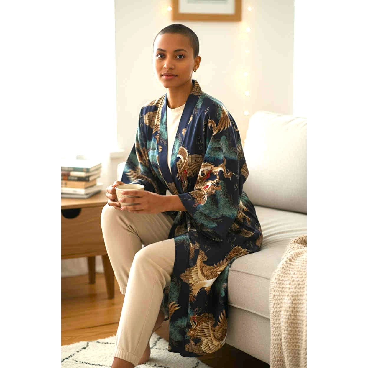 ONLY ONE!!! Vintage SMITHSONIAN Blue Japanese Kimono Robe Size XL