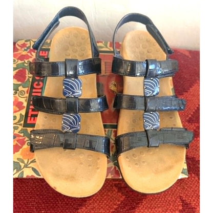 Vionic Amber Navy Blue Patent Strappy Sandals Size 9