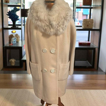 ONLY ONE!!! Vintage 1960s Madigans Wool Coat w/Removable Real Fur Collar