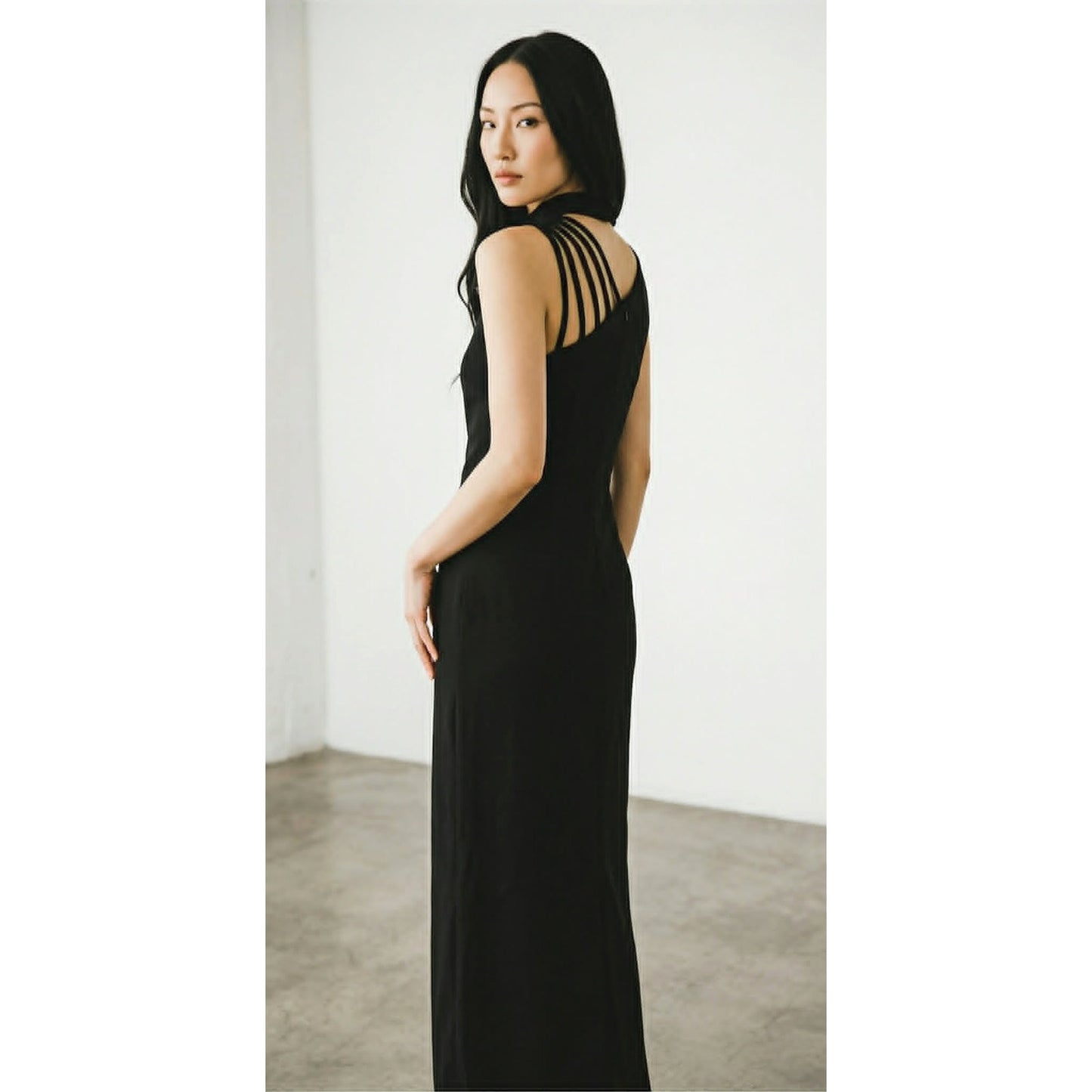 Vintage 1990s Tadashi Black Evening Dress S-XS