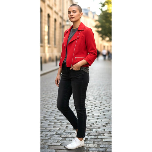 White House Black Market Red Zip Front Jacket – Size 6