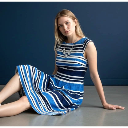 Kate Spade NY Mariella Blue White Stripe Dress Size 2