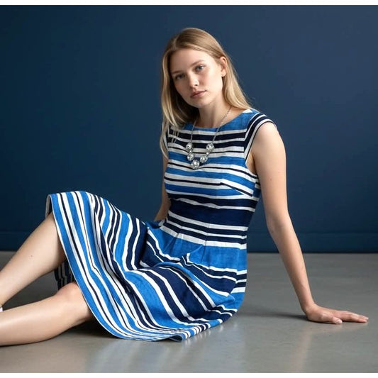 Kate Spade NY Mariella Blue White Stripe Dress Size 2
