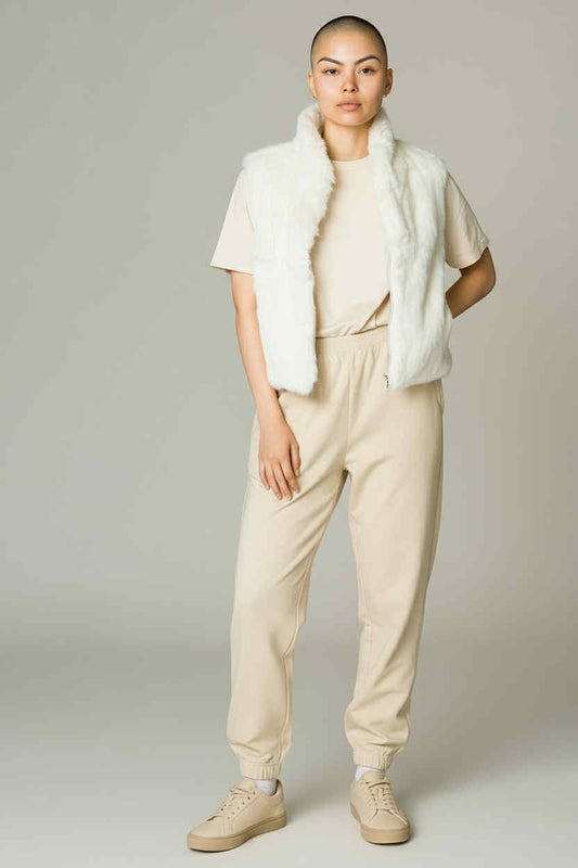 ONLY ONE!!! Vintage Split End Ltd. Boho Genuine Cream Rabbit Fur Vest Size L