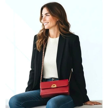 Vintage Lord & Taylor Red Leather Shoulder Bag