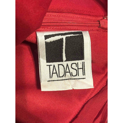 ONLY ONE!!! Tadashi Shoji Red Chiffon 100% Silk Ruched Halter Dress Cocktail Evening Dress 8
