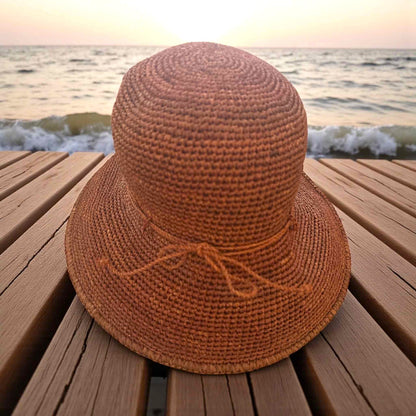 ONLY ONE!!! Helen Kaminski 100% Raffia Sun Hat in Burnt Orange ~ Handmade in Madagascar