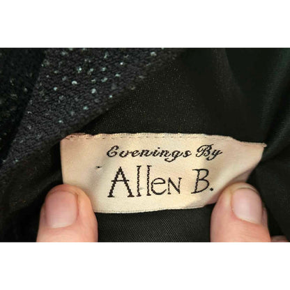 ONLY ONE!!! Vintage Evenings By Allen B Long Black Stretch Sparkle Gown ~ Feather Sleeve Cuffs 4