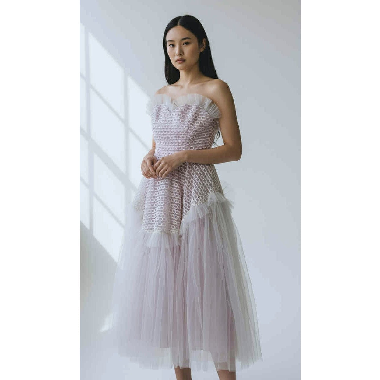 ONLY ONE!!! Vintage 1950s Ballet Pink Strapless Tulle Ballerina Party Dress – Sweetheart Lace Bodice, Full Tea-Length Skirt