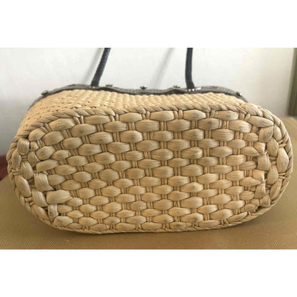 ONLY ONE!!! Brighton Straw & Brown Leather Tote Bag w/Silver Heart Charm