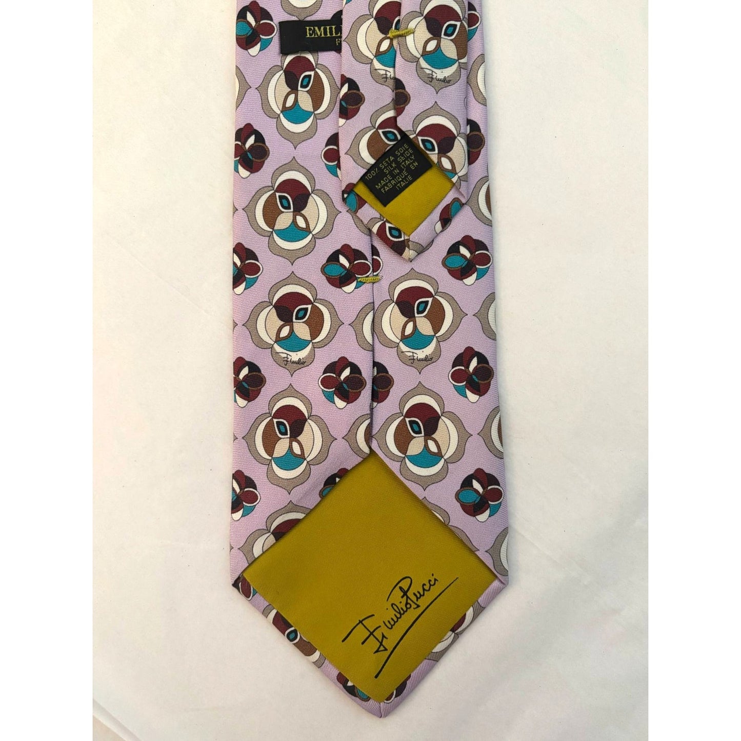 ONLY ONE!!! Emilio Pucci Firenze Lavender Ornate Colorful Silk Tie