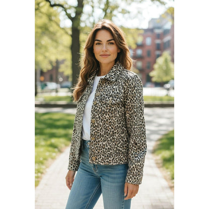 Tommy Bahama Leopard Print Utility Jacket ~ Size M