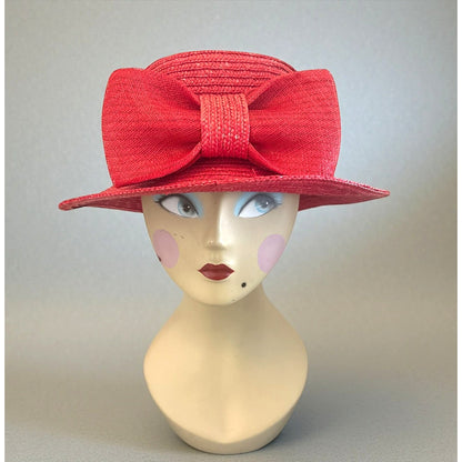Betmar New York Red Straw Hat with Statement Bow