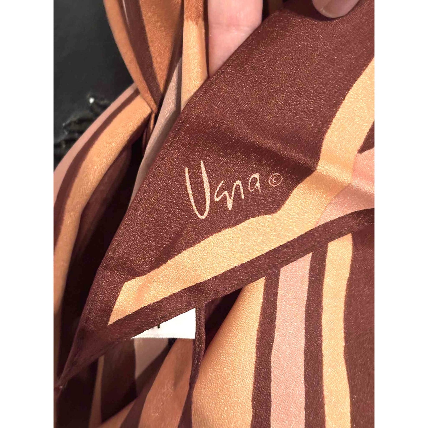 ONLY ONE!!! Vintage Signed Vera Neumann Signed Brown Orange Oblong Scarf