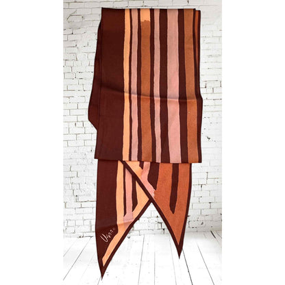ONLY ONE!!! Vintage Signed Vera Neumann Signed Brown Orange Oblong Scarf