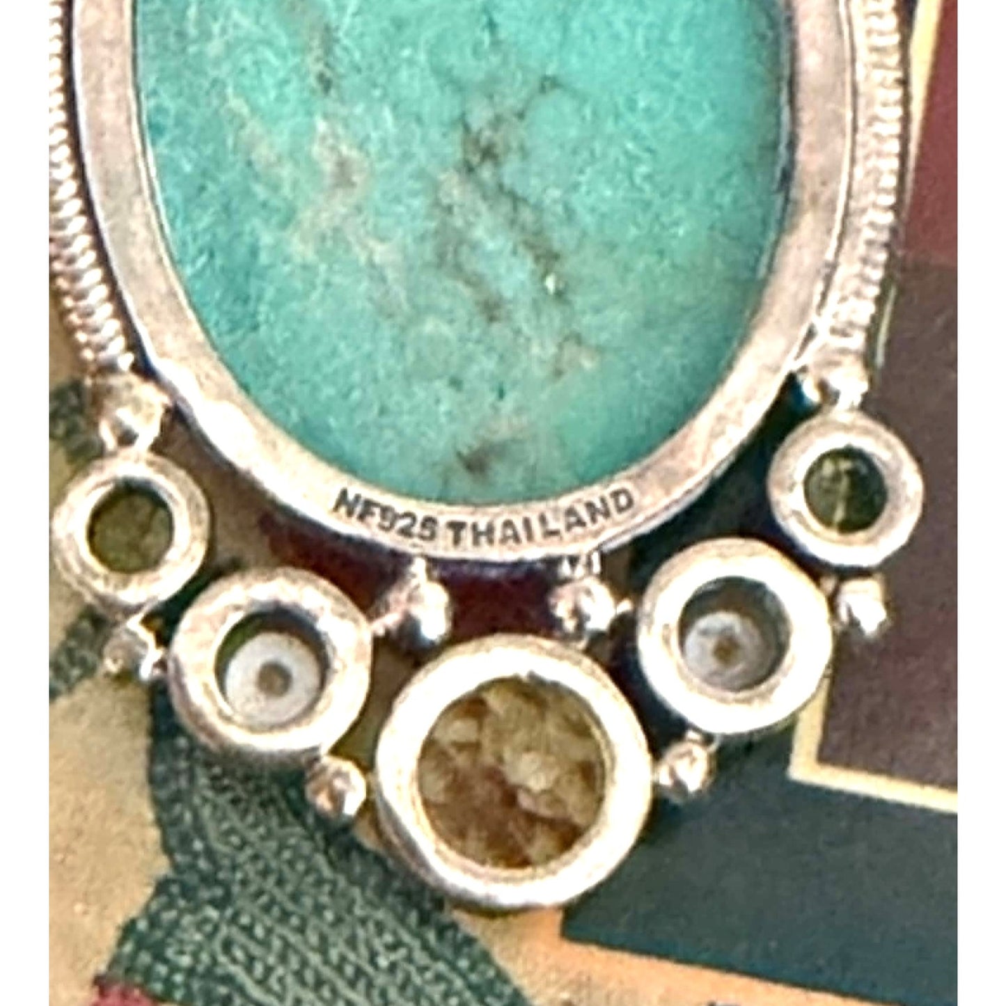 Sterling Silver Turquoise, Pearl & Peridot Artisan Pendant – Thailand