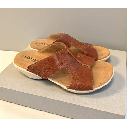 Hälsa Footwear “Cassandra” Leather Comfort Wedge Sandals – Size 8.5M