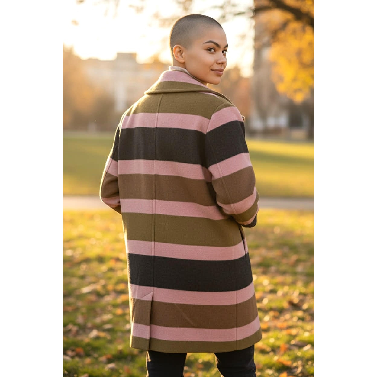 Vintage Betty Rose Striped Wool Coat | Mod 60s–70s Statement