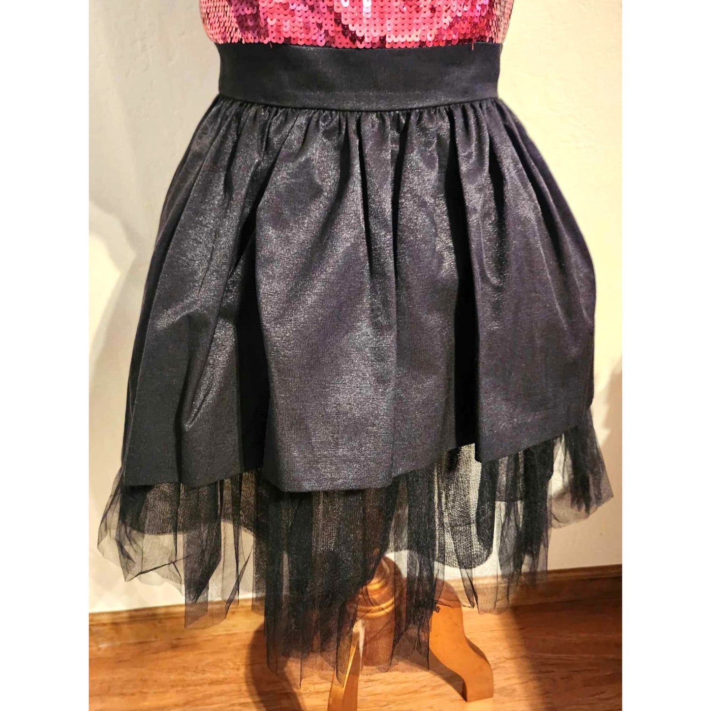 ONLY ONE!!! Vintage Betsey Johnson Pink & Black Sequin Party Dress ~ Size 4