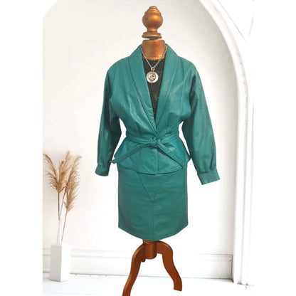 ONLY ONE!!! Vintage Wilsons Suede & Leather Teal 100% Leather Outfit ~  Size 10