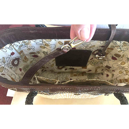 ONLY ONE!!! Brighton Straw & Brown Leather Tote Bag w/Silver Heart Charm