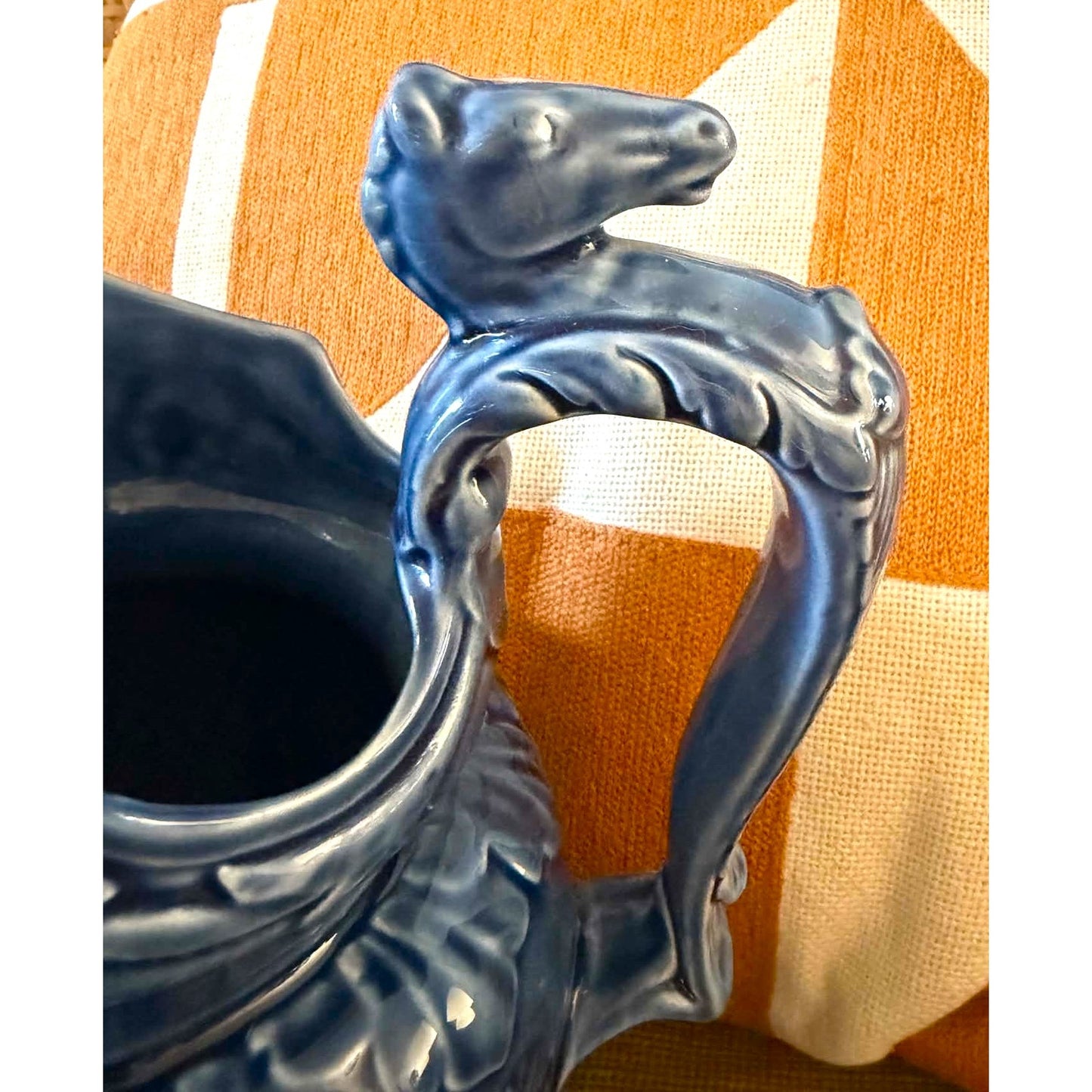 Vintage Arthur Wood Blue Majolica Pitcher | Made in England