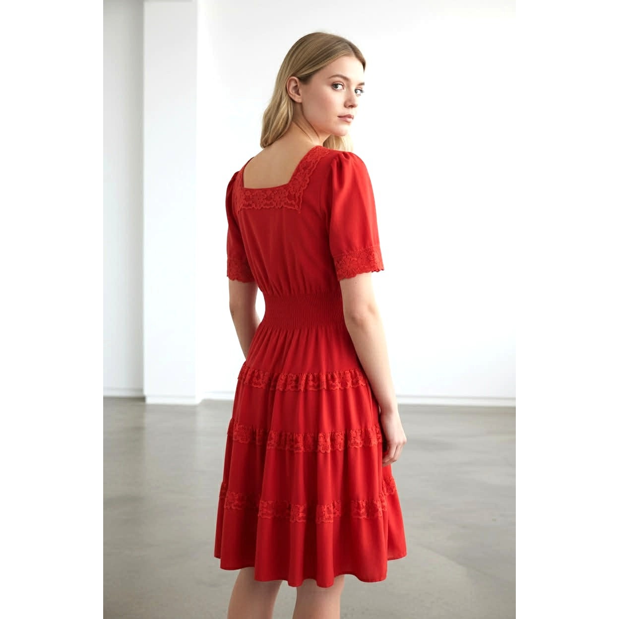 ONLY ONE!!! Vintage 1970s Partners Please Red Square Dance Dress ~ Size 14