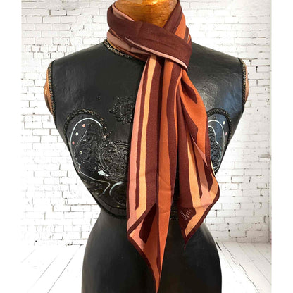ONLY ONE!!! Vintage Signed Vera Neumann Signed Brown Orange Oblong Scarf