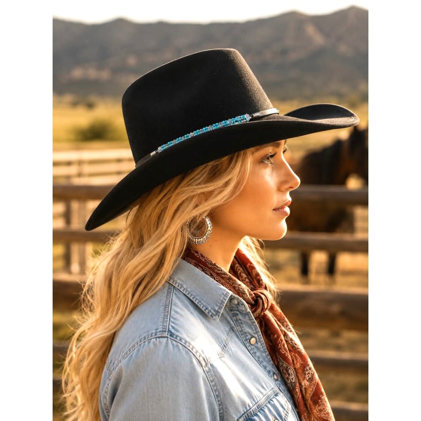 Renegade Headwear Black Western Hat Size L