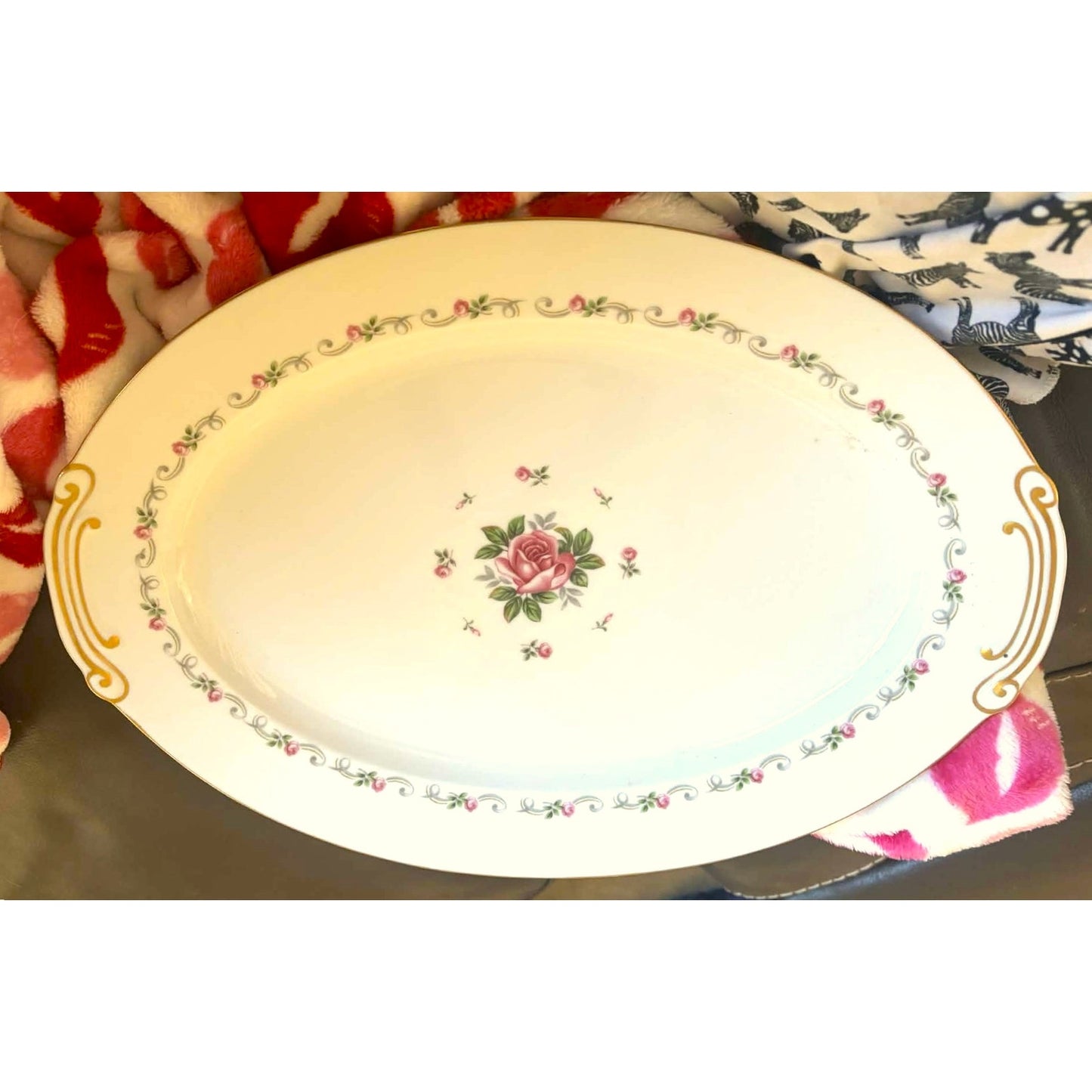 Vintage Puritan “First Love” Rose Platter | Romantic Cottage Style