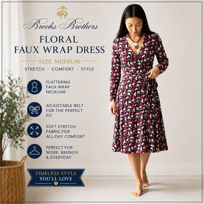 Brooks Brothers Faux Wrap Floral Dress Size M